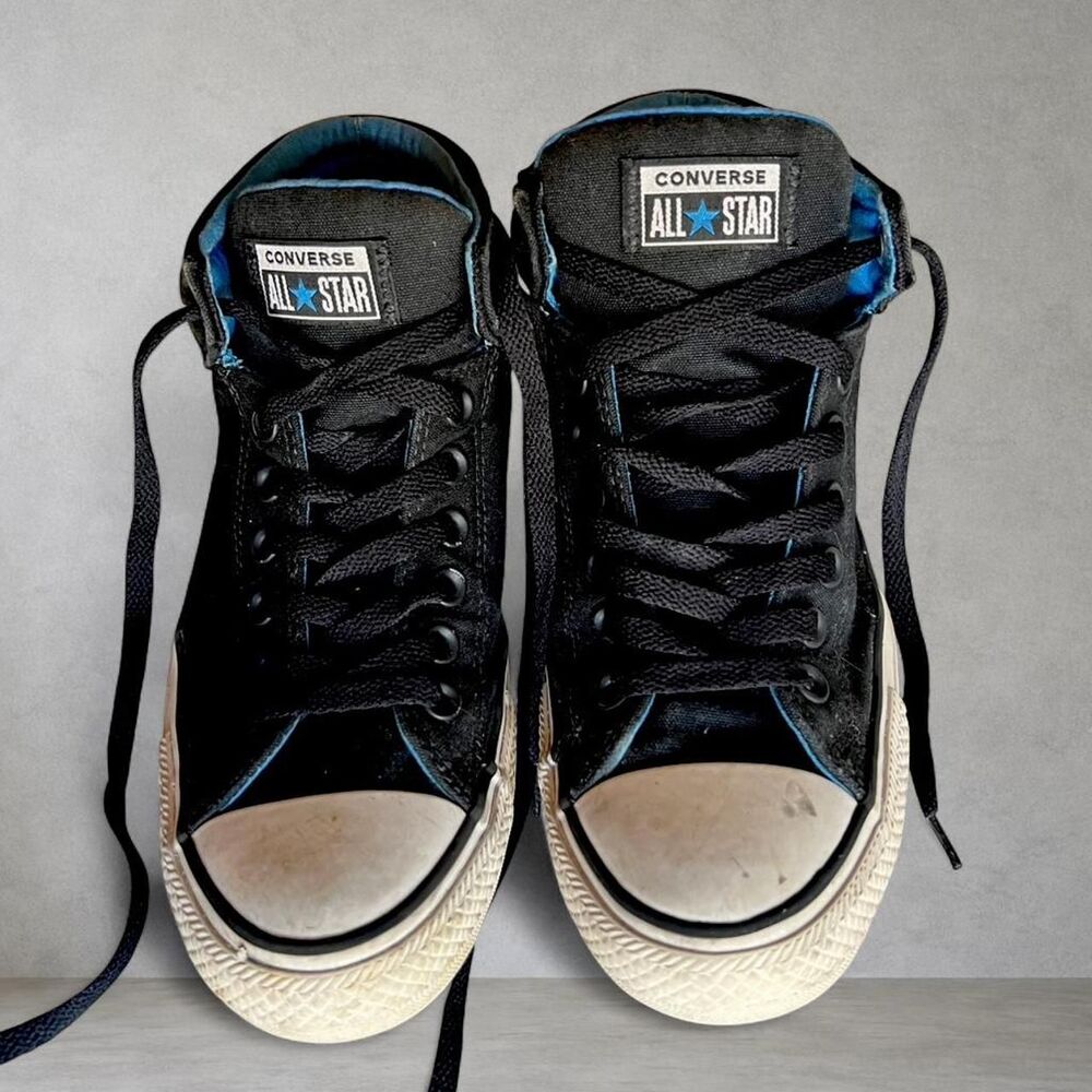 Converse All Star black high top sneakers blue lining men’s 8 women’s 10